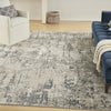 Nourison Concerto CNC01 Ivory Blue Grey Area Rug Corner Image