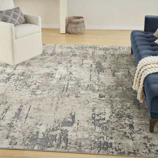 Nourison Concerto CNC01 Ivory Blue Grey Area Rug Corner Image