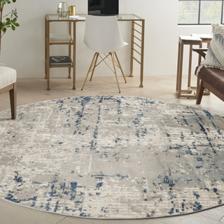 Nourison Concerto CNC01 Ivory Grey Blue Area Rug Corner Image