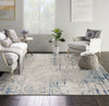 Nourison Concerto CNC01 Ivory Grey Blue Area Rug Corner Image
