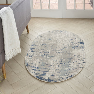 Nourison Concerto CNC01 Ivory Grey Blue Area Rug Corner Image