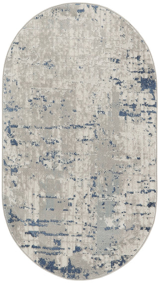 Nourison Concerto CNC01 Ivory Grey Blue Area Rug Oval Image