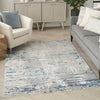 Nourison Concerto CNC01 Ivory Grey Blue Area Rug Corner Image