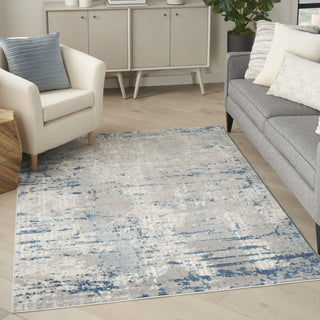 Nourison Concerto CNC01 Ivory Grey Blue Area Rug Corner Image