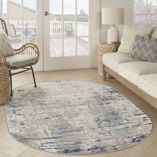 Nourison Concerto CNC01 Ivory Grey Blue Area Rug Corner Image