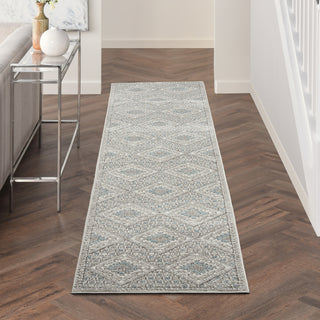 Nourison Concerto CNC16 Grey Ivory Blue Area Rug Corner Image