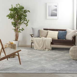 Nourison Concerto CNC16 Grey Ivory Blue Area Rug Room Image Feature