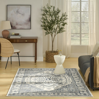 Nourison Concerto CNC18 Ivory Navy Area Rug Room Scene 2