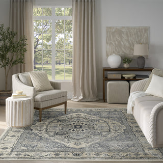 Nourison Concerto CNC18 Ivory Navy Area Rug Room Scene Feature