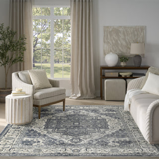 Nourison Concerto CNC18 Navy Ivory Area Rug Room Scene Feature