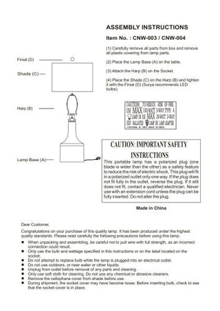 Surya Conway CNW-003 Lamp Assembly