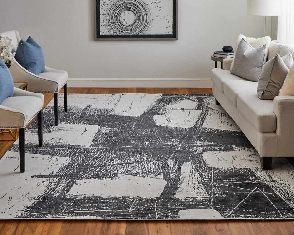 Feizy Coda 8927F Black/White Area Rug Lifestyle Image Feature