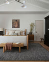 Amber Lewis x Loloi Collins COI-01 Charcoal / Denim Area Rug Lifestyle Image Feature