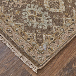 Feizy Corbitt 0610F Brown/Ivory Area Rug Corner Image with Rug Pad