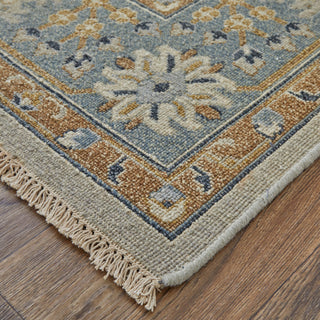 Feizy Corbitt 0612F Blue/Brown/Gray Area Rug Corner Image with Rug Pad