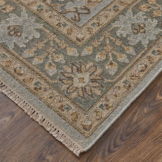 Feizy Corbitt 0612F Blue/Gold/Gray Area Rug Corner Image with Rug Pad