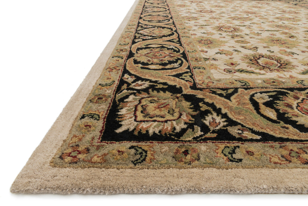 Loloi Elegante EG-02 Ivory / Black Area Rug Corner Feature