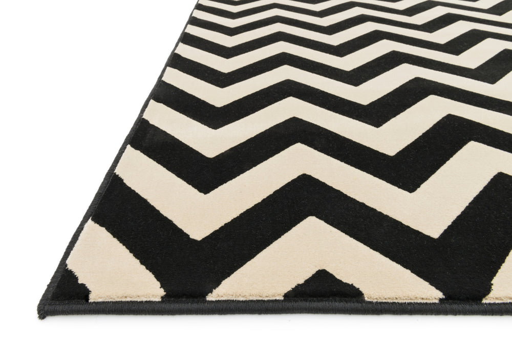 Loloi Shelton HSH02 Black / Ivory Area Rug Corner Feature