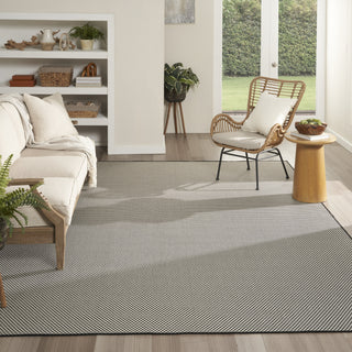 Nourison Courtyard COU01 Black White Area Rug Backing Image