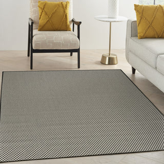 Nourison Courtyard COU01 Black White Area Rug Backing Image