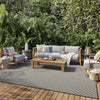 Nourison Courtyard COU01 Black White Area Rug Corner Image