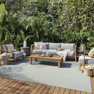 Nourison Courtyard COU01 Ivory Aqua Area Rug 