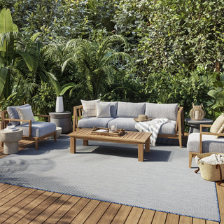 Nourison Courtyard COU01 Ivory Blue Area Rug 