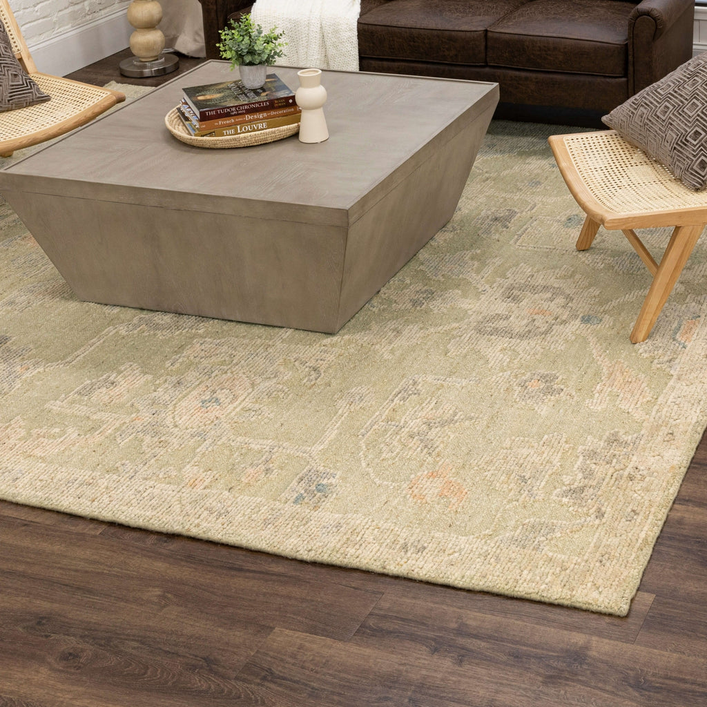 Karastan Coventry Stoneleigh Green Area Rug Lifestyle Image Feature