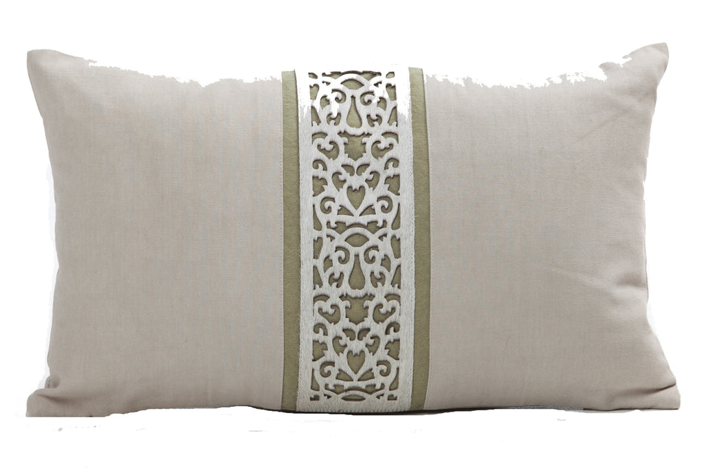 Auskin Cowhide And Leather Damask Olive Green main image