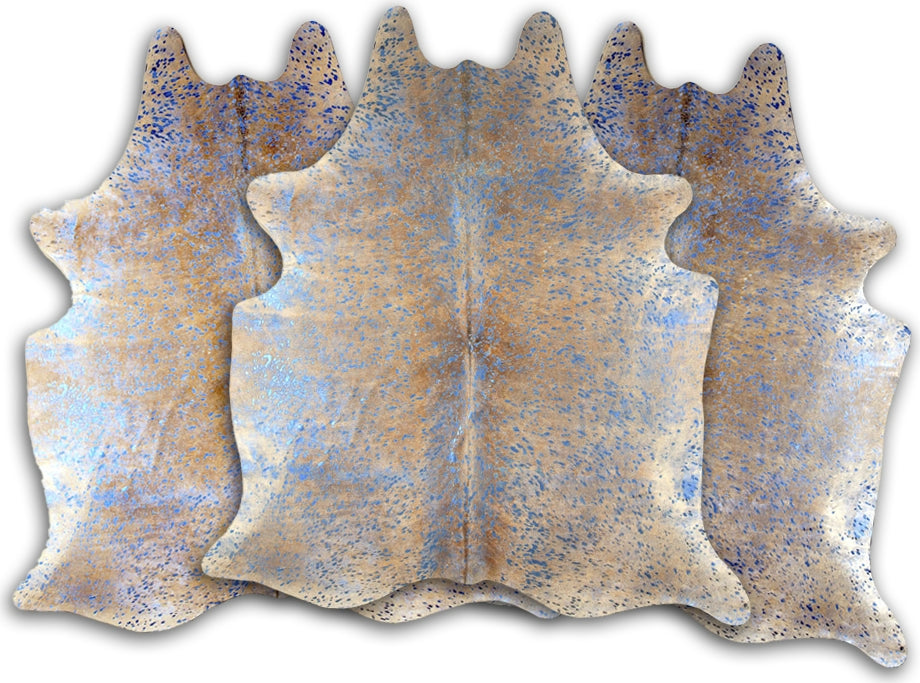 Dekoland Acid Washed Cpdbdeca Blue Metallic on Camel Area Rug