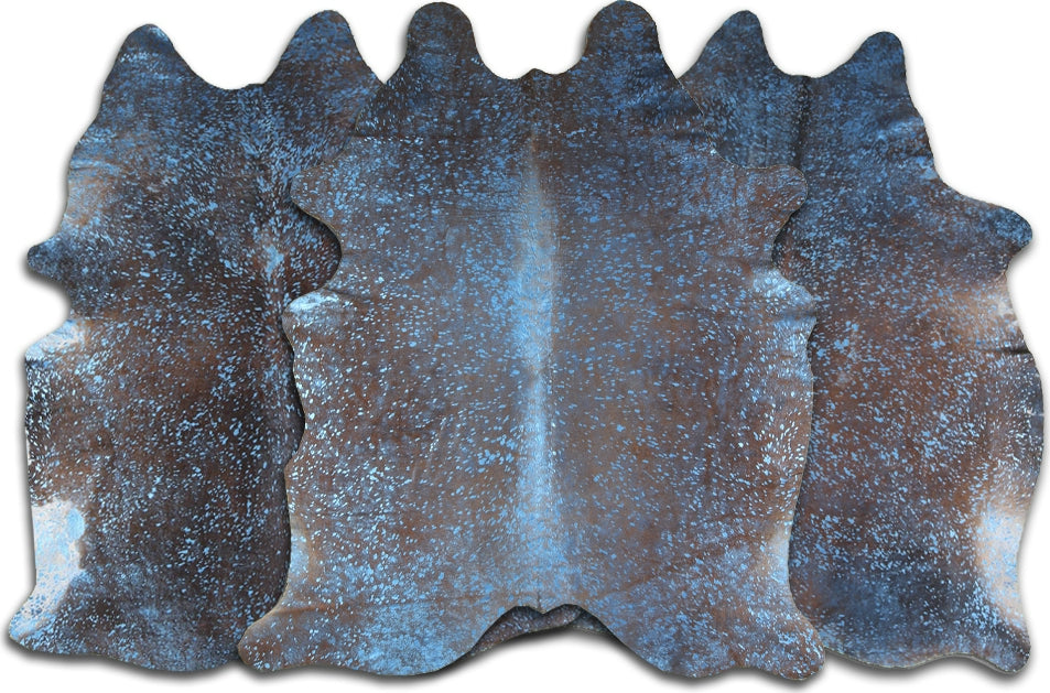 Dekoland Acid Washed CPDBLDBR Blue Metallic On Brown Area Rug