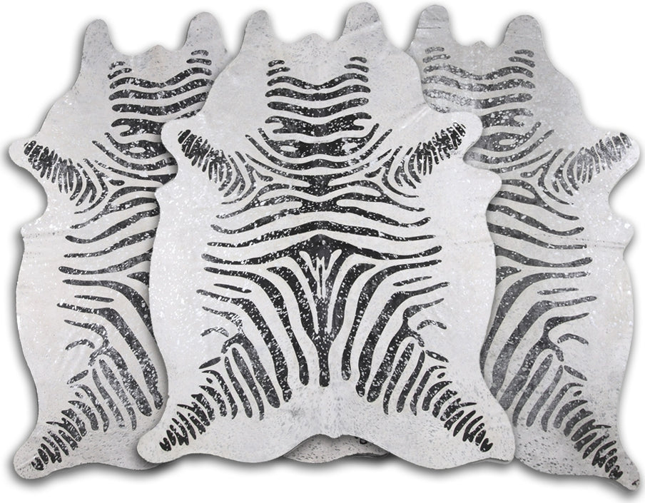 Dekoland Acid Washed CPDBZESD Black Zebra With Silver Metallic Area Rug
