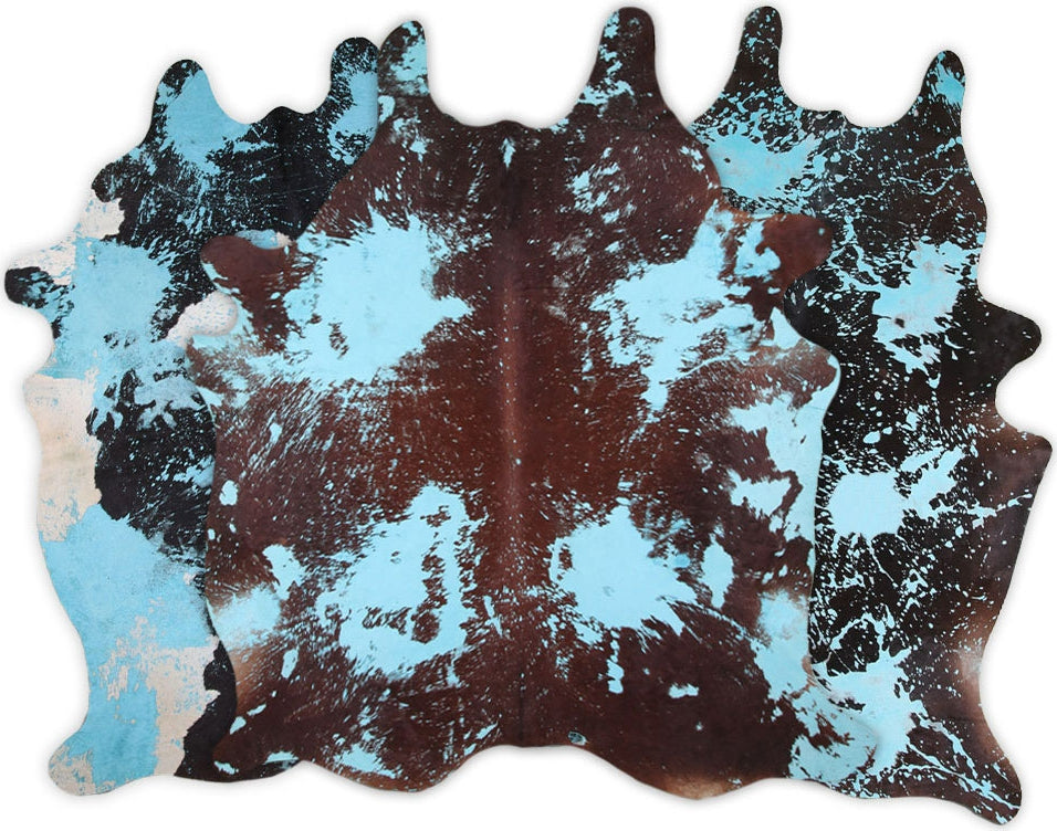 Dekoland Acid Washed CPDDIACB Distressed Acqua Blue (acqua On Cowhides Mix Of Colors) Area Rug
