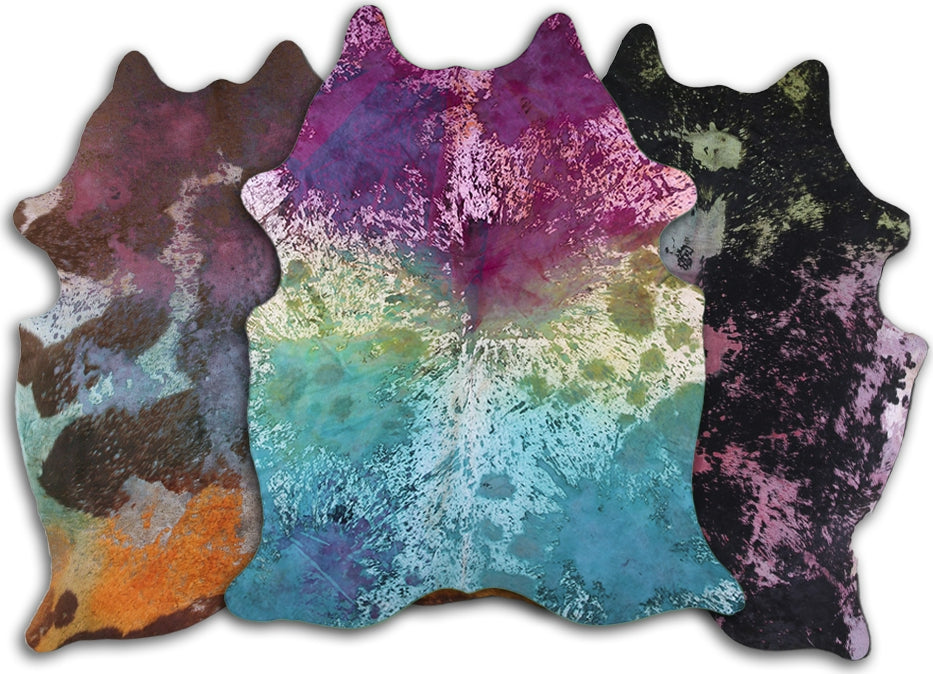 Dekoland Acid Washed CPDDICOL Distressed Colorful (colorful On Cowhides Mix Of Colors) Area Rug