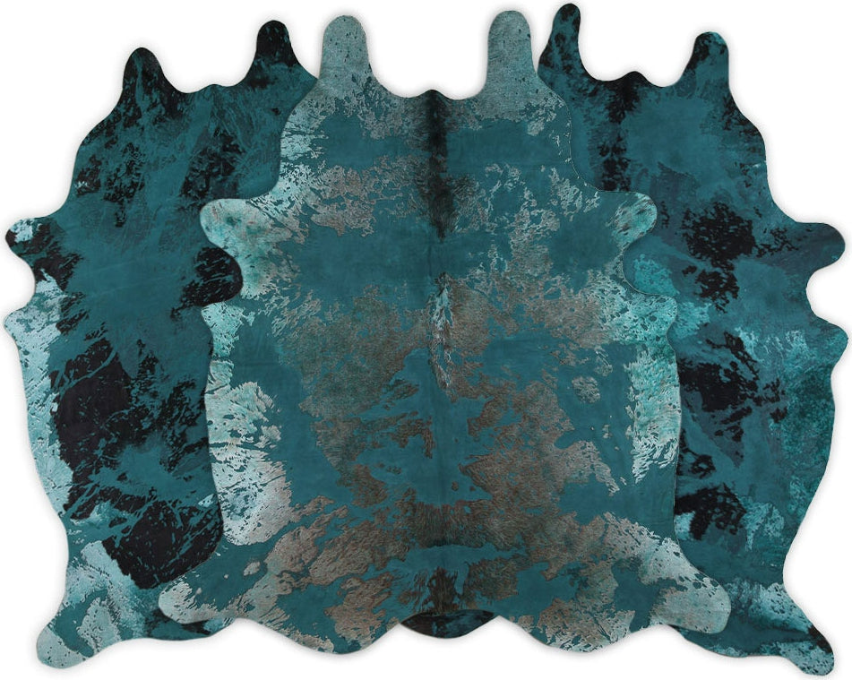 Dekoland Acid Washed Cpddiemg Distressed Emerald Green (emerald on Cowhides Mix of Colors) Area Rug