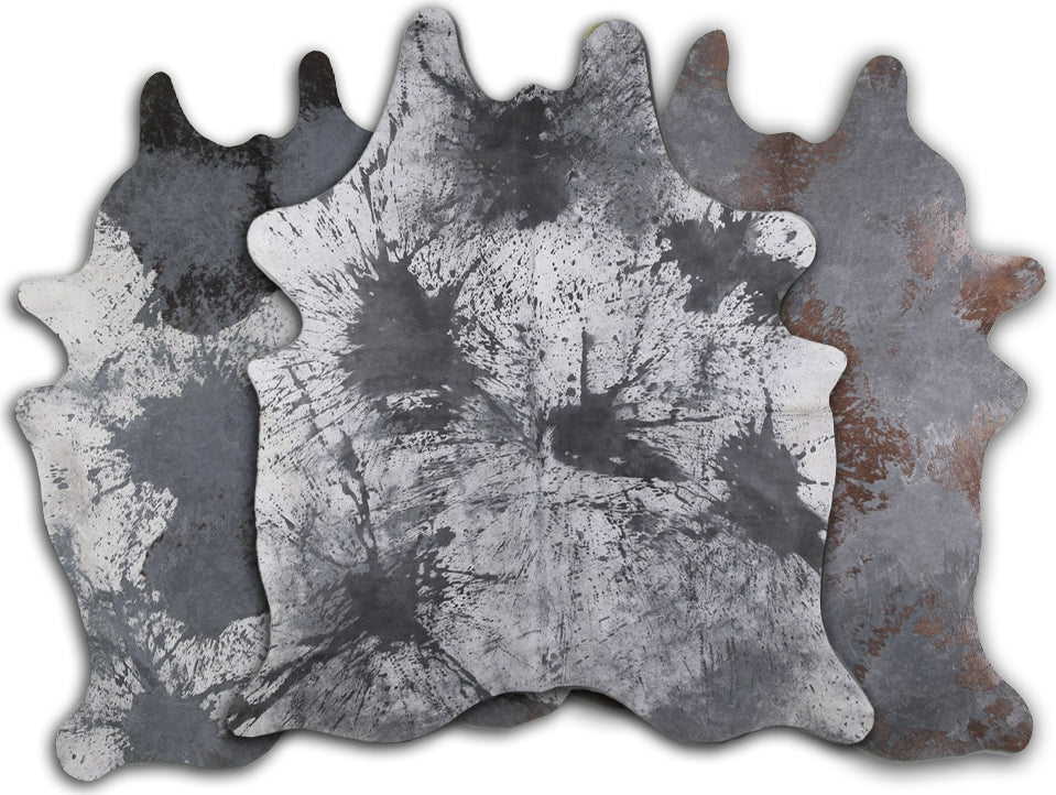 Dekoland Acid Washed CPDDIGRE Distressed Grey (grey On Cowhides Mix Of Colors) Area Rug