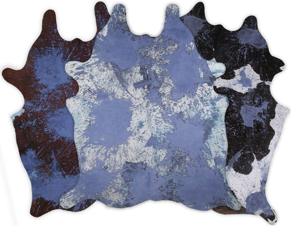Dekoland Acid Washed CPDDINAB Distressed Navy (navy Blue On Cowhides Mix Of Colors) Area Rug