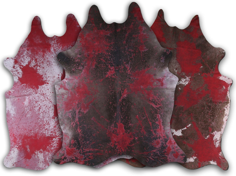 Dekoland Acid Washed CPDDIRED Distressed Red (red On Cowhides Mix Of Colors) Area Rug