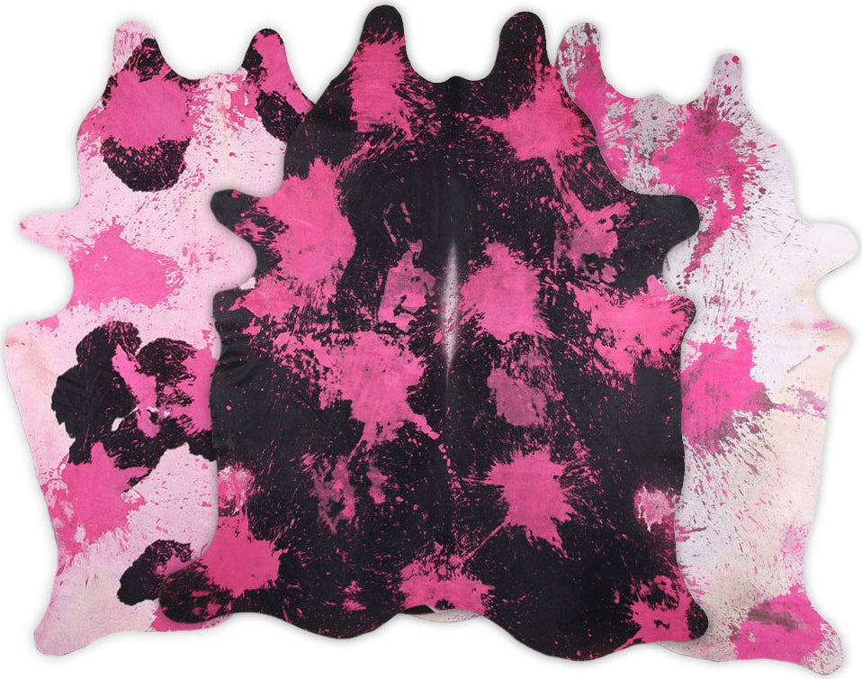 Dekoland Acid Washed CPDDIROS Distressed Pink (pink On Cowhides Mix Of Colors) Area Rug