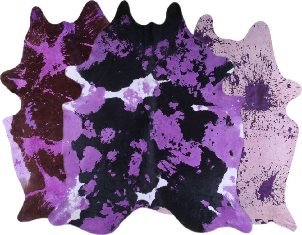Dekoland Acid Washed CPDDIROX Distressed Purple (purple On Cowhides Mix Of Colors) Area Rug