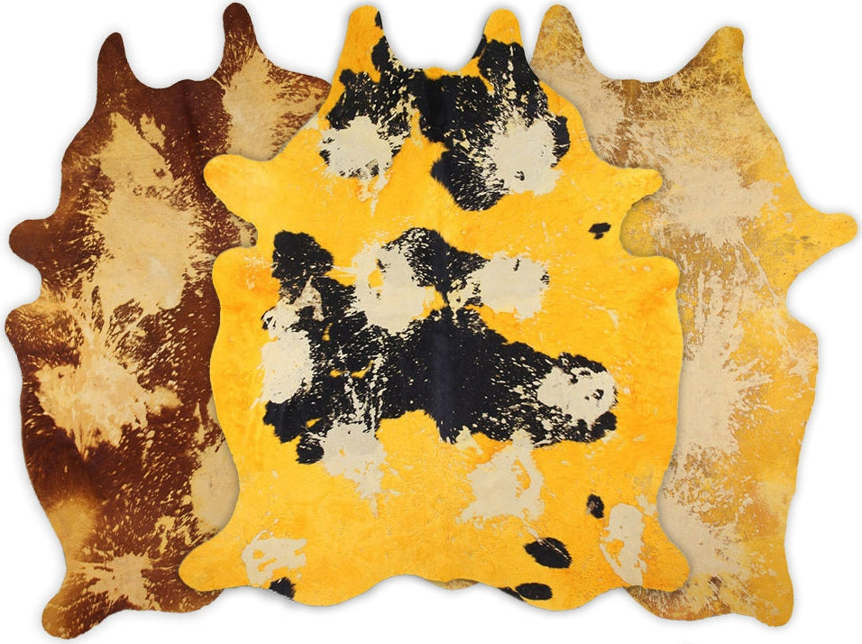 Dekoland Acid Washed CPDDIYEL Distressed Yellow (yellow On Cowhides Mix Of Colors) Area Rug
