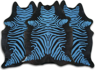 Dekoland Acid Washed CPDDZLBB Distressed Zebra Light Blue On Black Area Rug