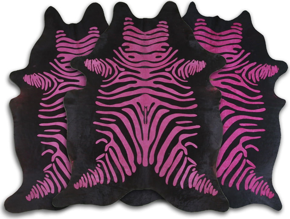 Dekoland Acid Washed CPDDZPKB Distressed Zebra Pink On Black Area Rug