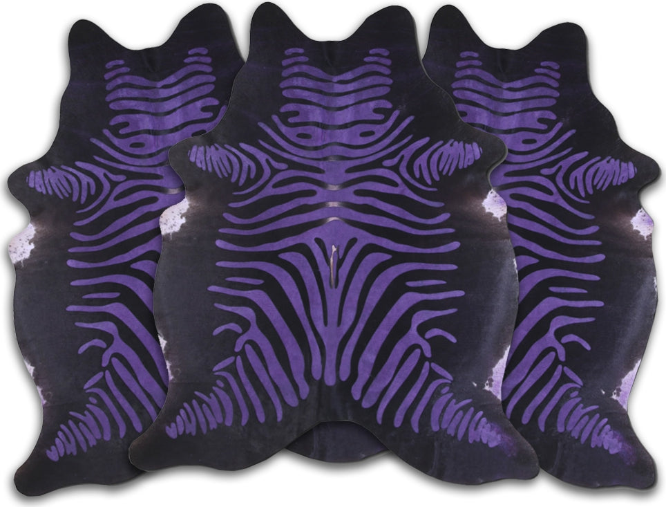Dekoland Acid Washed CPDDZRXB Distressed Zebra Purple On Black Area Rug