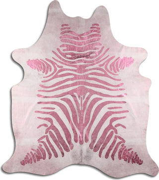 Dekoland Acid Washed Pink Zebra on White Area Rug