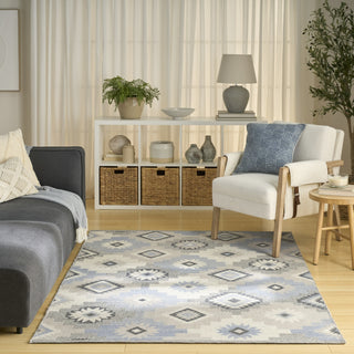 Nourison Copenhagen CPN01 Ivory Blue Area Rug Swatch Image