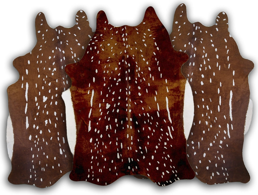 Dekoland Printed Cowhides Cpsaxdrw Axis Deer on White Area Rug