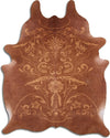 Dekoland Printed Cowhides Baroque Beige on Brown Area Rug
