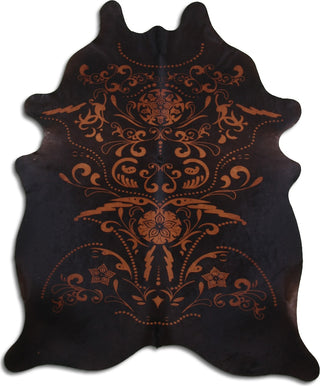 Dekoland Printed Cowhides Baroque Brown on Black Area Rug