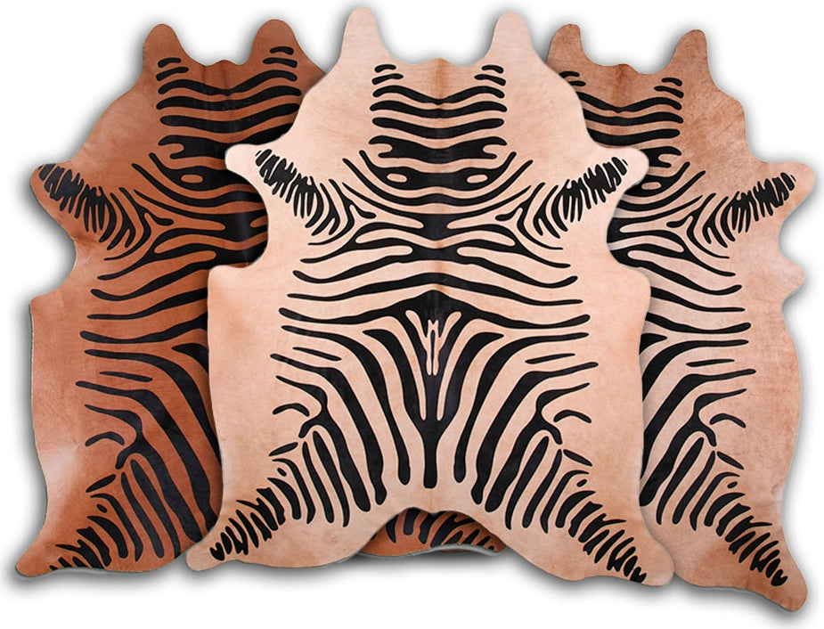 Dekoland Printed Cowhides CPSBLZEC Zebra On Camel Area Rug
